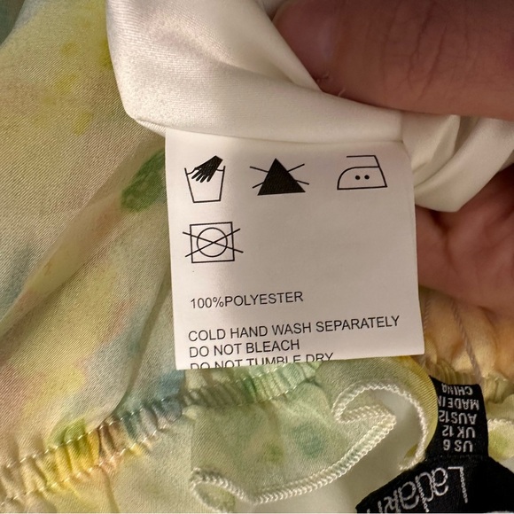 NEW Ladakh Watercolor Chiffon Sleeveless Maxi Dress 6 sundress flowy yellow blue - Picture 8 of 10